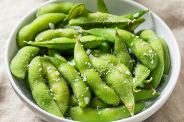Healthy Japanese Edamame Pods with Sea Salt