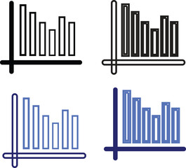 Business and Finance Vertical Bar Graph Icons for Statistical Reports and Market Analysis