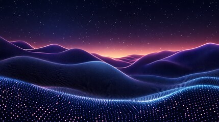 Abstract digital landscape at night