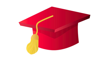 graduation cap and diploma on white