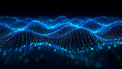 Abstract Blue Digital Wave Futuristic Technology Background