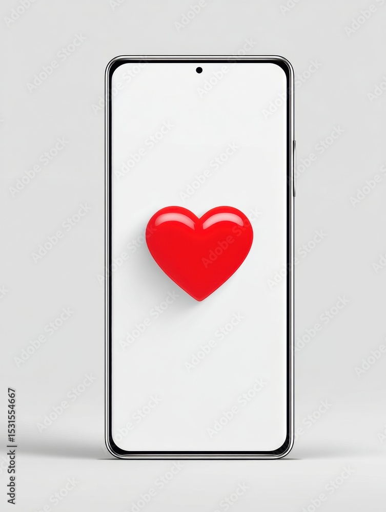 Aufkleber minimal heart icon displayed on smartphone screen against a clean background