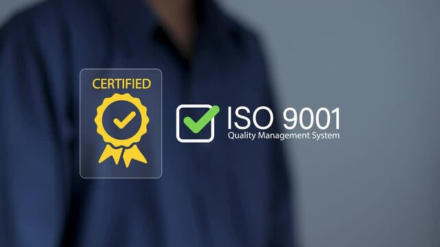 ISO 9001 Standard certification quality control concept. Certified and quality management of organizations.