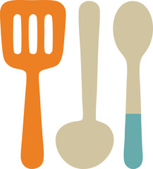 Icon of Kitchen Utensils Including a Spatula, Ladle, and Spoon