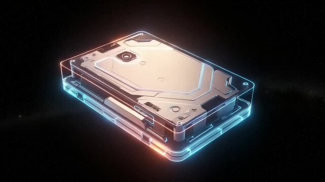 Neon Outline of a Hard Drive