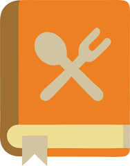 Icon of an Open Recipe Book with a Utensil Cover and Bookmark