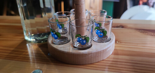 View of the rakija shot glasses, the party begins
