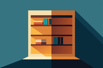 3d render of a bookshelf with shelves