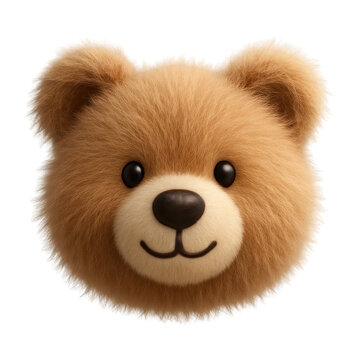 PNG Cute fluffy bear face illustration.
