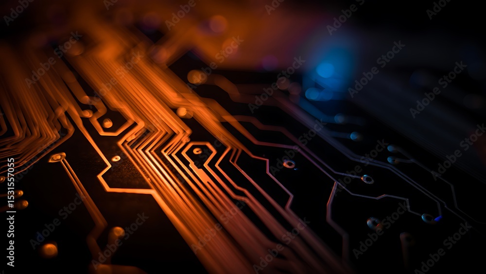 Poster intricate circuits exploring the microcosm of technological innovation