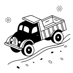 vector illustration of a truck and cartoon truck isolated on white