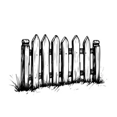 2D flat Fence Doodle illustration vector, isolated on a white background.