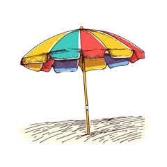 2D flat Beach Umbrella Doodle illustration vector, isolated on a white background.