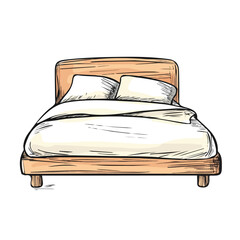 Bedmaking Doodle illustration vector 2D flat, isolated on a white background.
