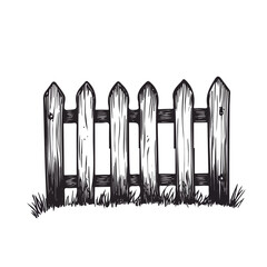Fence Doodle 2D flat vector illustration, isolated on a white background.
