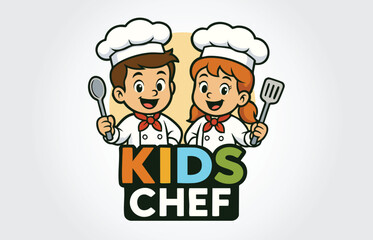 Kids Chef Cartoon Character logo Template