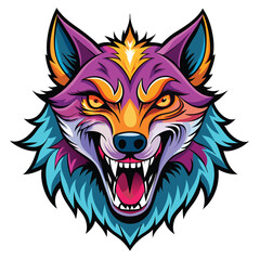 Obraz premium Angry, vibrant wolf head graphic