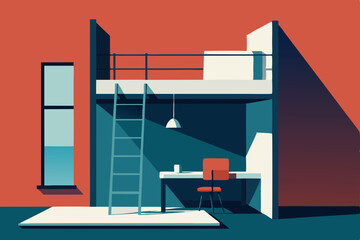 Vector illustration of modern loft apartment interior © kreshno