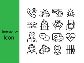 Emergency icons first aid medical and alert symbols