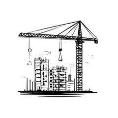 2D flat Construction Design Doodle vector illustration, isolated on a white background.