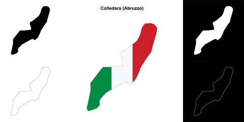 Colledara (Abruzzo) outline map set