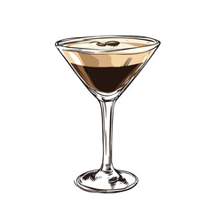 Espresso Martini vector 2D flat illustration, isolated on a white background.