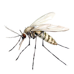 Mosquito Close Up, watercolor illustration vector, isolated on a white background.
