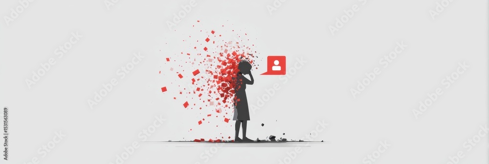 Aufkleber User Icon Fragmentation Signifies System Crash With Silhouette Reflecting Chaos and Disarray