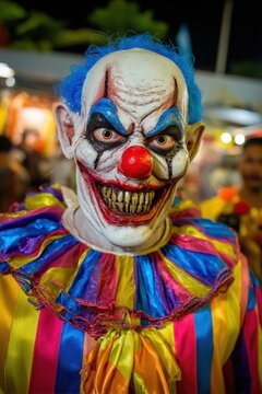 The appearance of a disgustingly ugly and wicked clown on Halloween is striking fear into the hearts of all who see it