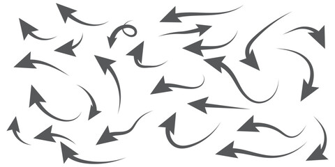 Hand drawn arrow set. Thin arrows set for business plan. vector illustration