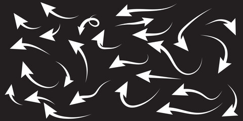 Hand drawn arrow set. Thin arrows set for business plan. vector illustration