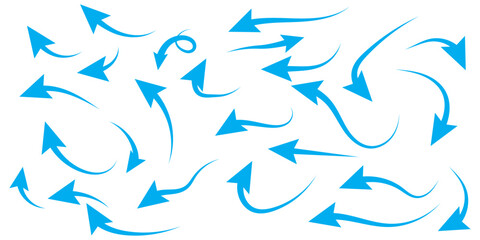 Hand drawn vector arrows doodle set on white background. design element vector illustration.