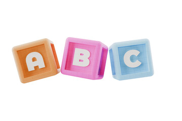 ABC alphabet building block cubes, on transparent background
