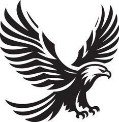 Fototapeta premium Stylized Eagle Flying with Open Wings Bold Bird Silhouette Vector new 2025 trendy unique
