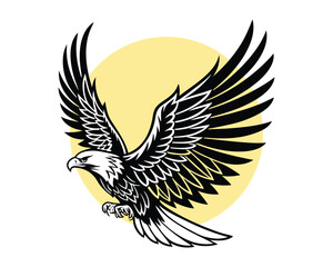 Majestic Eagle in Flight with Spread Wings vector illustration