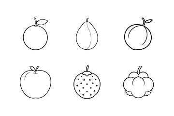 Calamansi canistel cempedak chalta cherimoya cloudberry fruit set Line Art Vector illustration