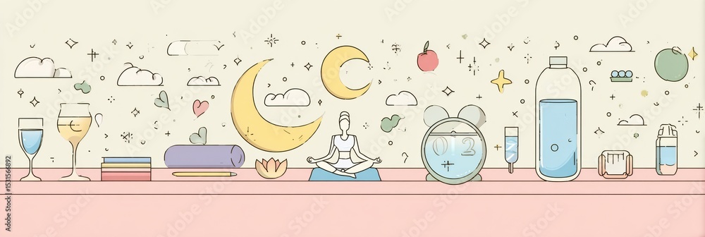 Poster improve sleep quality with a wellness routine in a clean style infographic featuring pastel colors a
