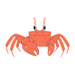 Funny red crab with big eyes and claws. Perfect marine character for children’s books, games, cards, and educational designs.
