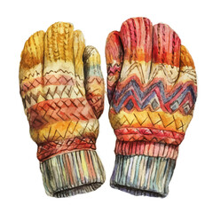 Mittens, watercolor vector, isolated on a white background.