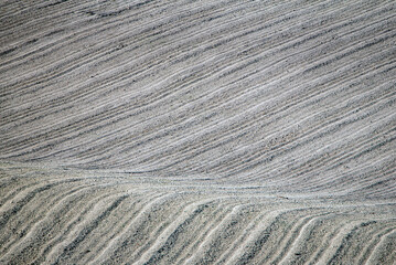 Wavy Plowed Field at Sunset