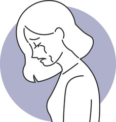 Crying woman with expression of deep sadness in vector style