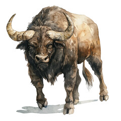 Minotaur, watercolor drawing vector, isolated on a white background.