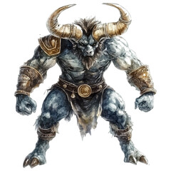 watercolor vector of Minotaur, isolated on a white background.