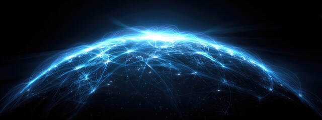 Obraz premium Abstract glowing sphere, network of light