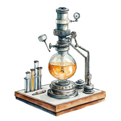 Micro Bunsen Burner, watercolor vector, isolated on a white background.