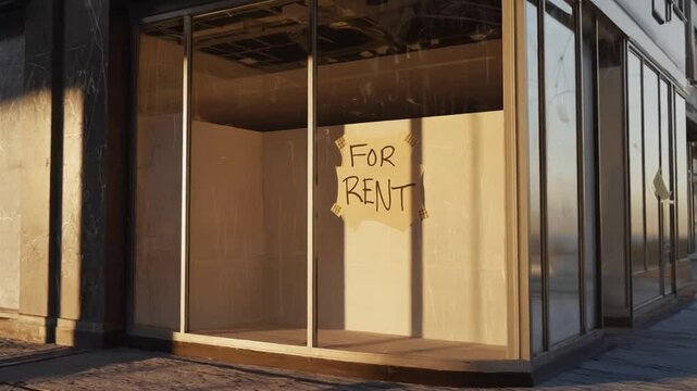 Store with a for rent sign.