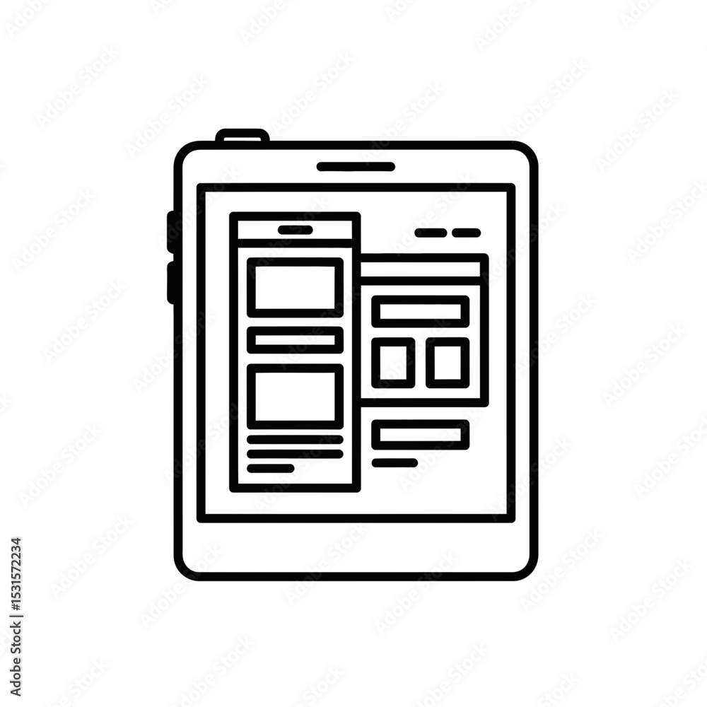 Poster mobile app design mockup on tablet screen in minimal style