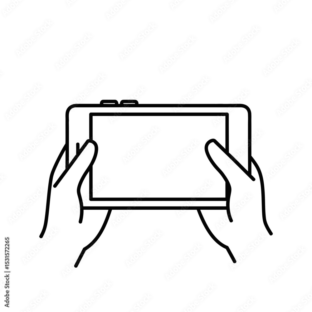 Aufkleber hands holding a tablet displaying a mobile app design