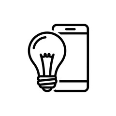 Mobile app design concept with light bulb and smartphone  