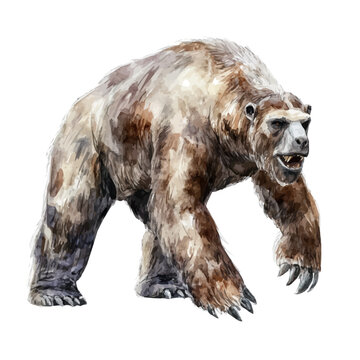 Megatherium, watercolor painting vector, isolated on a white background.